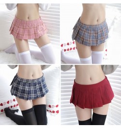 Japanese Style Women Sexy Schoolgirl Cosplay Cheerleader Plaid Nightclub Party Super Mini Pleated Cute Ladies Short Mini Skir...