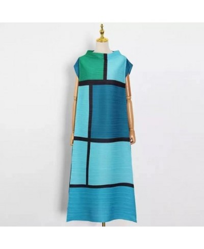 2023 Summer New Loose Fashion Printed Long Female Miyake Fold Sleeveless Long Dress Spot 88013A $70.46 - Dresses