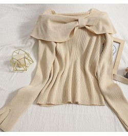 Large Bow Off Shoulder Sweater Women Autumn Winter Temperament Slim Fit Knitwear Top 2022 New Versatile Sexy Pullover $26.96 ...