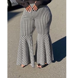 New Winter Plus Size Women's Pants Fashion Casual Flare Pants England Style Vintage Plaid Print Trousers $37.31 - Plus Size C...