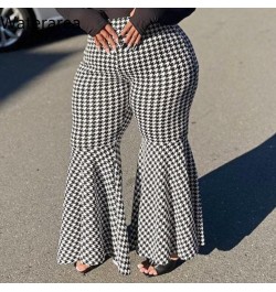 New Winter Plus Size Women's Pants Fashion Casual Flare Pants England Style Vintage Plaid Print Trousers $37.31 - Plus Size C...