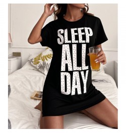 New Summer Short-sleeved Nightdress Women's Pajamas Dress One-piece Skirt Breathable Mid-length Dress Home Service $36.58 - S...