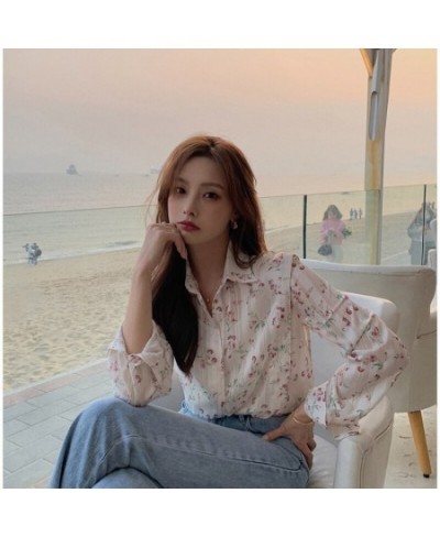 Long Sleeve Shirt Floral Shirt 2023 New Women's Gentle Elegant Style Chiffon Shirt Long Sleeve Top Casual Fashion All-match $...