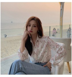 Long Sleeve Shirt Floral Shirt 2023 New Women's Gentle Elegant Style Chiffon Shirt Long Sleeve Top Casual Fashion All-match $...