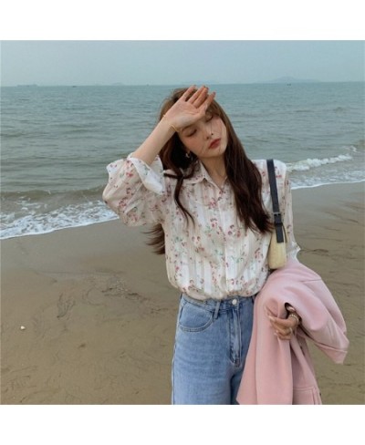 Long Sleeve Shirt Floral Shirt 2023 New Women's Gentle Elegant Style Chiffon Shirt Long Sleeve Top Casual Fashion All-match $...