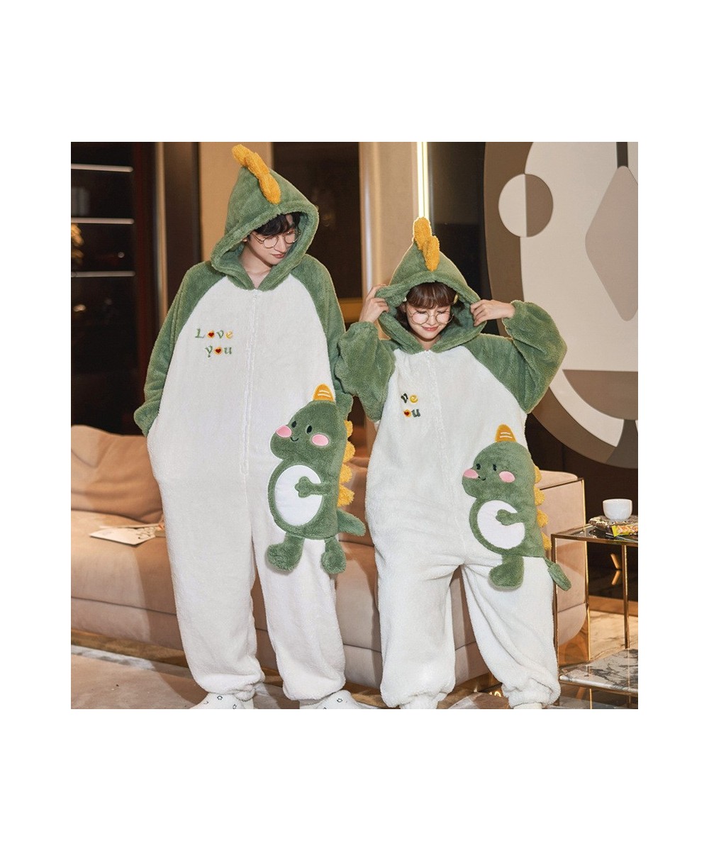 Couples Pajamas Jumpsuits Women Men Adult Winter Thicken Hoodies Pyjamas Sleepwear Anime Cat Korean Loose Onesie Soft Warm Ho...