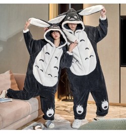 Couples Pajamas Jumpsuits Women Men Adult Winter Thicken Hoodies Pyjamas Sleepwear Anime Cat Korean Loose Onesie Soft Warm Ho...