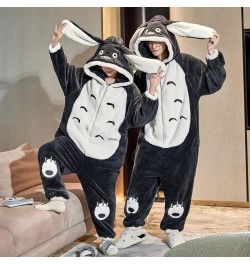 Couples Pajamas Jumpsuits Women Men Adult Winter Thicken Hoodies Pyjamas Sleepwear Anime Cat Korean Loose Onesie Soft Warm Ho...