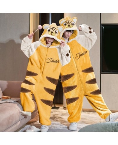 Couples Pajamas Jumpsuits Women Men Adult Winter Thicken Hoodies Pyjamas Sleepwear Anime Cat Korean Loose Onesie Soft Warm Ho...