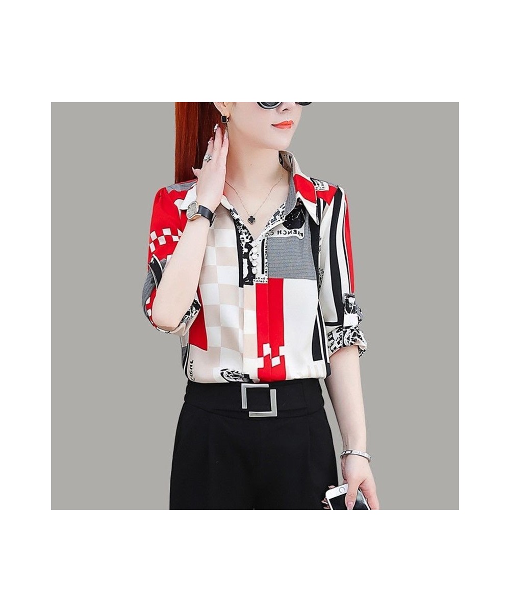 Printed Fashion Turn-down Collar Women's Blouse Pullovers 2023 Summer Female Clothing Korean Casual Half Sleeve Vintage Shirt...