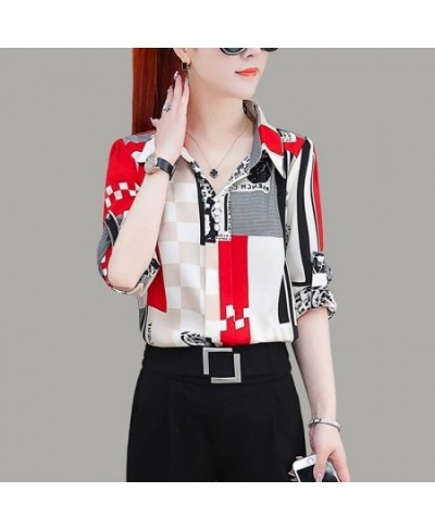 Printed Fashion Turn-down Collar Women's Blouse Pullovers 2023 Summer Female Clothing Korean Casual Half Sleeve Vintage Shirt...