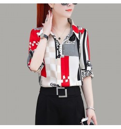 Printed Fashion Turn-down Collar Women's Blouse Pullovers 2023 Summer Female Clothing Korean Casual Half Sleeve Vintage Shirt...