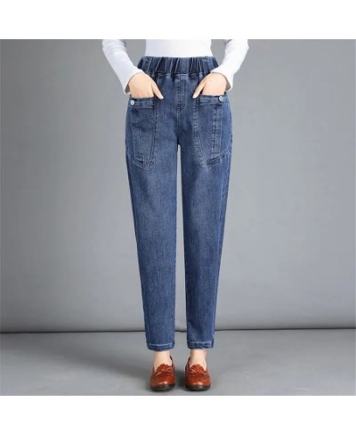 Elastic High Waist Do Old Baggy Jeans Vintage Women Harem Pants Casual Denim Trousers Oversize Capris Korean Streetwear $43.6...