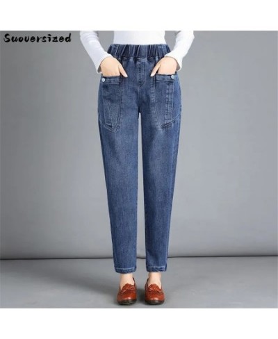 Elastic High Waist Do Old Baggy Jeans Vintage Women Harem Pants Casual Denim Trousers Oversize Capris Korean Streetwear $43.6...