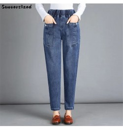 Elastic High Waist Do Old Baggy Jeans Vintage Women Harem Pants Casual Denim Trousers Oversize Capris Korean Streetwear $43.6...