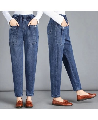 Elastic High Waist Do Old Baggy Jeans Vintage Women Harem Pants Casual Denim Trousers Oversize Capris Korean Streetwear $43.6...