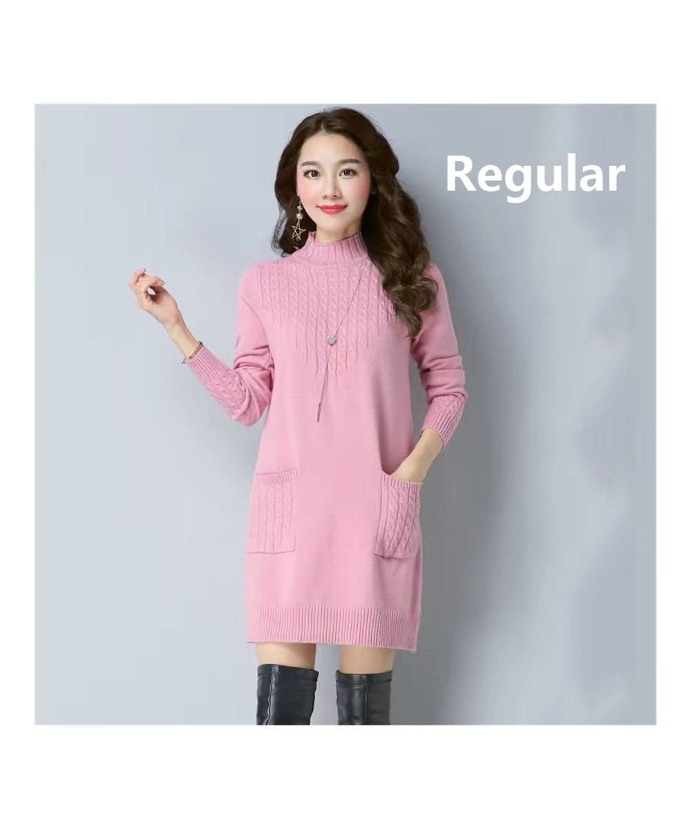 Winter Mid-length Plus Velvet Bottoming Sweaters Women's Thicken Soft Long Knitted Tops Mock Neck Slim Warm Pullovers With $3...