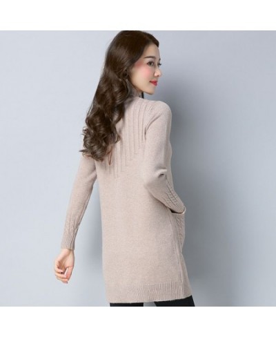 Winter Mid-length Plus Velvet Bottoming Sweaters Women's Thicken Soft Long Knitted Tops Mock Neck Slim Warm Pullovers With $3...