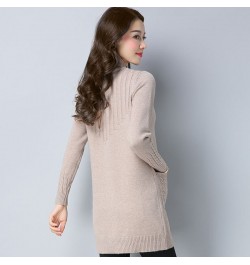 Winter Mid-length Plus Velvet Bottoming Sweaters Women's Thicken Soft Long Knitted Tops Mock Neck Slim Warm Pullovers With $3...