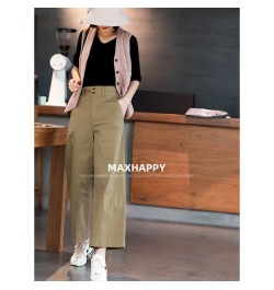 2022 Spring New Korea Fashion Women High Waist Loose Ankle-length Pants All-matched Casual Cotton Solid Wide Leg Pants V962 $...