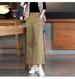 2022 Spring New Korea Fashion Women High Waist Loose Ankle-length Pants All-matched Casual Cotton Solid Wide Leg Pants V962 $...