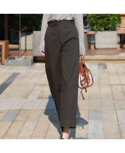 2022 Spring New Korea Fashion Women High Waist Loose Ankle-length Pants All-matched Casual Cotton Solid Wide Leg Pants V962 $...