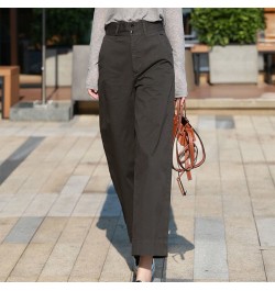 2022 Spring New Korea Fashion Women High Waist Loose Ankle-length Pants All-matched Casual Cotton Solid Wide Leg Pants V962 $...