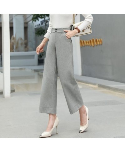 2022 Spring New Korea Fashion Women High Waist Loose Ankle-length Pants All-matched Casual Cotton Solid Wide Leg Pants V962 $...