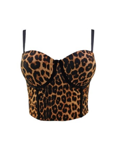 2023 Summer Leopard Print Sexy Top For Nightclub Female Crop Top Sleeveless Top Women Camis Tops With Built In Bra Push Busti...