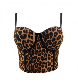 2023 Summer Leopard Print Sexy Top For Nightclub Female Crop Top Sleeveless Top Women Camis Tops With Built In Bra Push Busti...