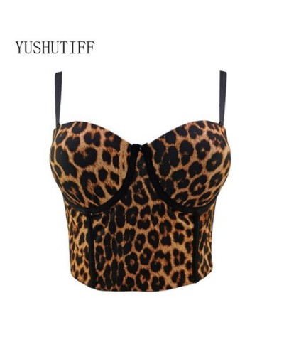 2023 Summer Leopard Print Sexy Top For Nightclub Female Crop Top Sleeveless Top Women Camis Tops With Built In Bra Push Busti...