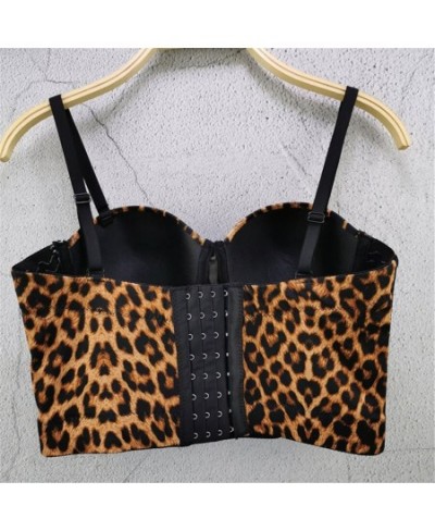 2023 Summer Leopard Print Sexy Top For Nightclub Female Crop Top Sleeveless Top Women Camis Tops With Built In Bra Push Busti...