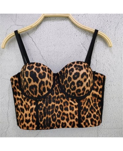 2023 Summer Leopard Print Sexy Top For Nightclub Female Crop Top Sleeveless Top Women Camis Tops With Built In Bra Push Busti...