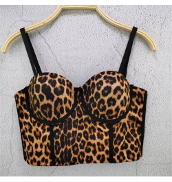 2023 Summer Leopard Print Sexy Top For Nightclub Female Crop Top Sleeveless Top Women Camis Tops With Built In Bra Push Busti...