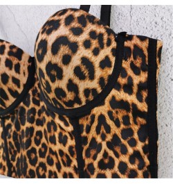 2023 Summer Leopard Print Sexy Top For Nightclub Female Crop Top Sleeveless Top Women Camis Tops With Built In Bra Push Busti...