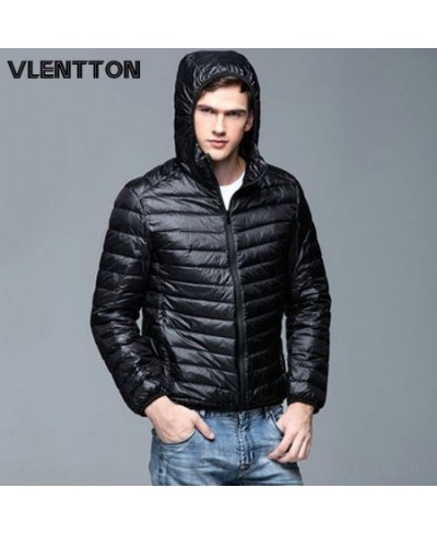 Autumn Winter Light Thin Warm 90% White Duck Down Jackets Men Solid Zipper Hooded Jacket Coat Casual Parka Outwear Plus Size ...