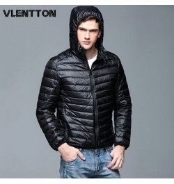 Autumn Winter Light Thin Warm 90% White Duck Down Jackets Men Solid Zipper Hooded Jacket Coat Casual Parka Outwear Plus Size ...