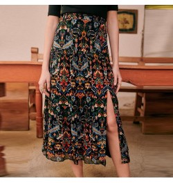 2022 Summer New Mixed Color Printing Side Slit Women Pleated Midi Skirt Solid V Neck Short Sleeve Single Breasted T-Shirt $77...