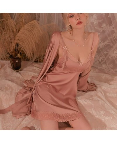 Satin Robes Female Intimate Lingerie Sleepwear Silky Bridal Wedding Gift Casual Kimono Bathrobe Nightgown Sexy Nightwear $31....