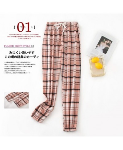 Spring Women Sleepwear Home Pants Plaid Striped Design Cotton Velvet Large Size Pajama Pants Ladies Simple Legging Home Pants...