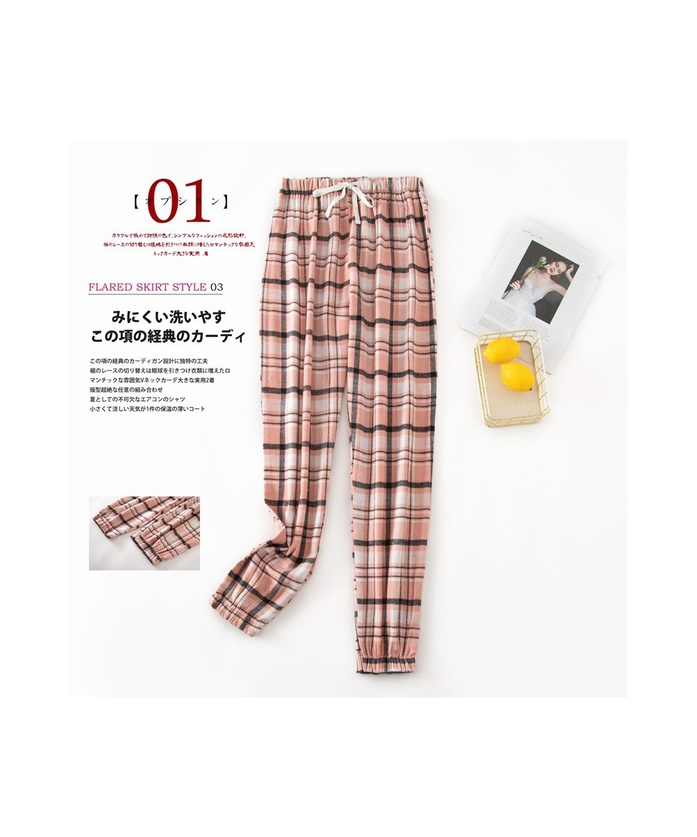 Spring Women Sleepwear Home Pants Plaid Striped Design Cotton Velvet Large Size Pajama Pants Ladies Simple Legging Home Pants...