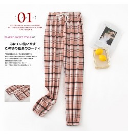 Spring Women Sleepwear Home Pants Plaid Striped Design Cotton Velvet Large Size Pajama Pants Ladies Simple Legging Home Pants...