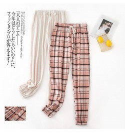 Spring Women Sleepwear Home Pants Plaid Striped Design Cotton Velvet Large Size Pajama Pants Ladies Simple Legging Home Pants...