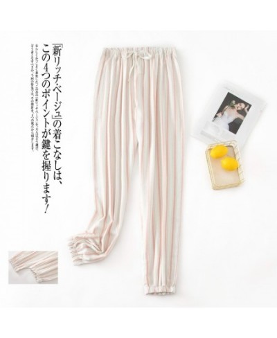 Spring Women Sleepwear Home Pants Plaid Striped Design Cotton Velvet Large Size Pajama Pants Ladies Simple Legging Home Pants...