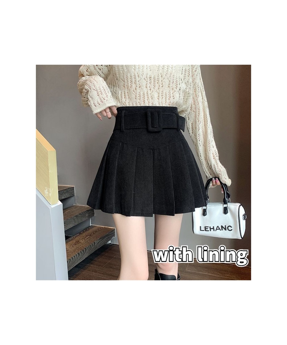 4 Colors Corduroy Mini Skirts Women with Sashes Sexy Cute Solid Harajuku Autumn High Waist Faldas Pleated Preppy Korean Style...