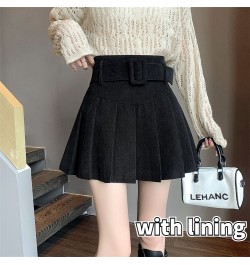 4 Colors Corduroy Mini Skirts Women with Sashes Sexy Cute Solid Harajuku Autumn High Waist Faldas Pleated Preppy Korean Style...