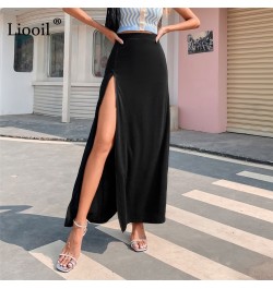 Sexy High Slit Skirt Ladies Black Zipper High-waisted Maxi Skirt for Women 2023 Summer Streetwear Elegant Long Skirts $36.21 ...