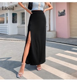 Sexy High Slit Skirt Ladies Black Zipper High-waisted Maxi Skirt for Women 2023 Summer Streetwear Elegant Long Skirts $36.21 ...