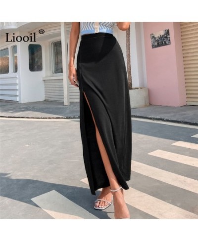 Sexy High Slit Skirt Ladies Black Zipper High-waisted Maxi Skirt for Women 2023 Summer Streetwear Elegant Long Skirts $36.21 ...