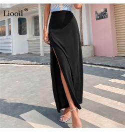 Sexy High Slit Skirt Ladies Black Zipper High-waisted Maxi Skirt for Women 2023 Summer Streetwear Elegant Long Skirts $36.21 ...